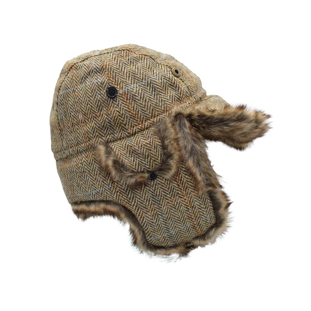 Walker & Hawkes Harris Tweed Charles Trapper Hat In Oatmeal