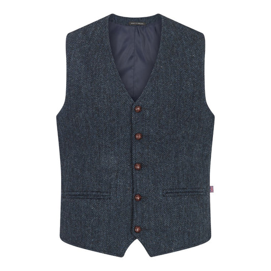 Harris Tweed Blue Tweed Waistcoat