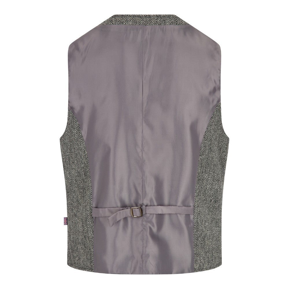 Harris Tweed Grey Herringbone Tweed Waistcoat