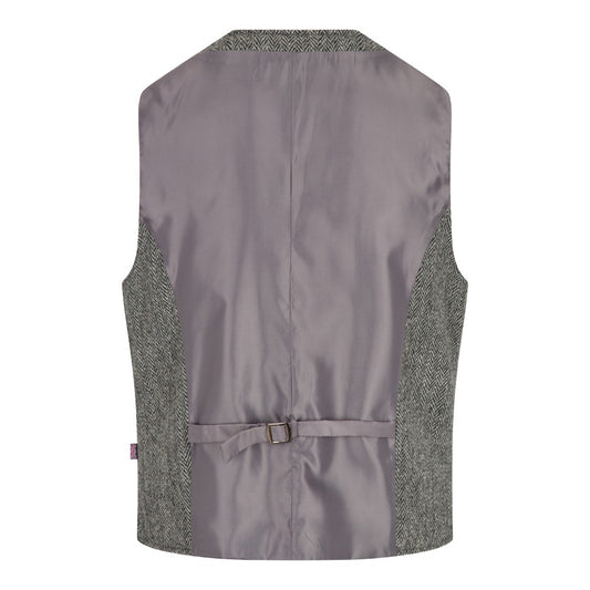 Harris Tweed Grey Herringbone Tweed Waistcoat