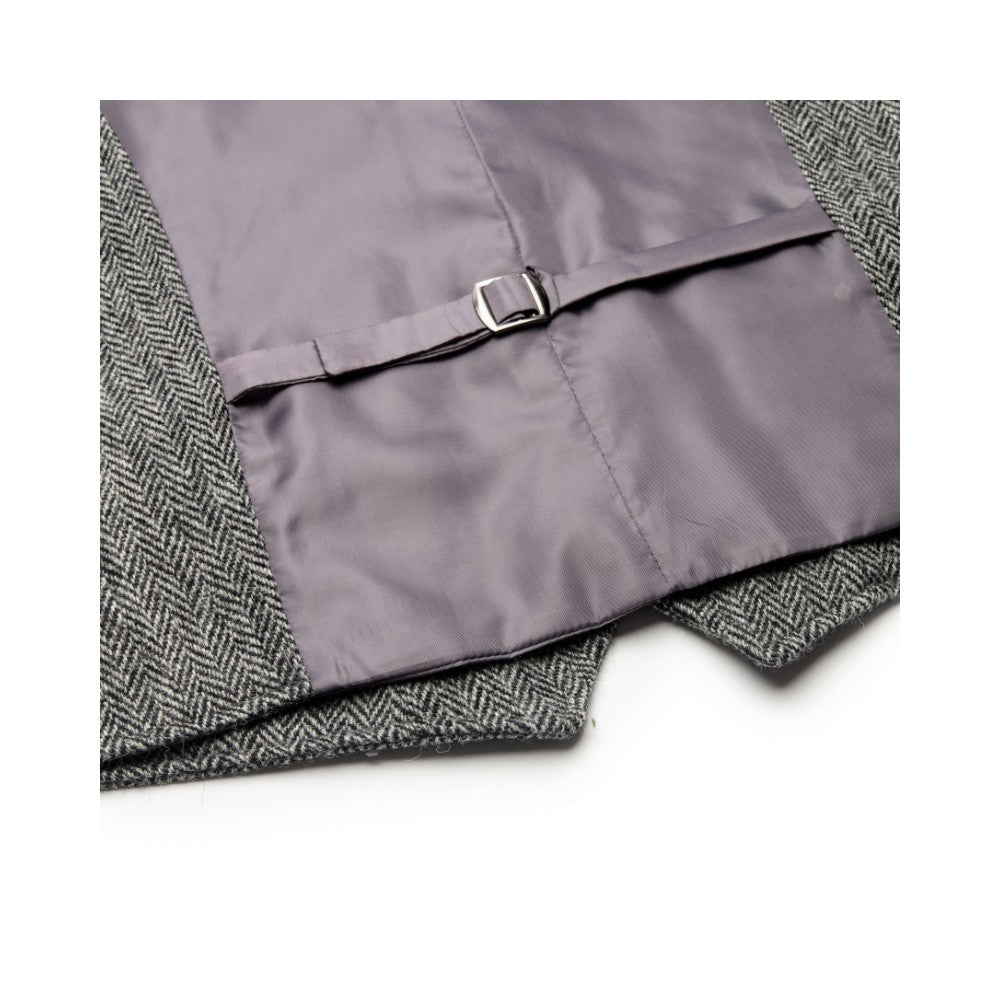 Harris Tweed Grey Herringbone Tweed Waistcoat