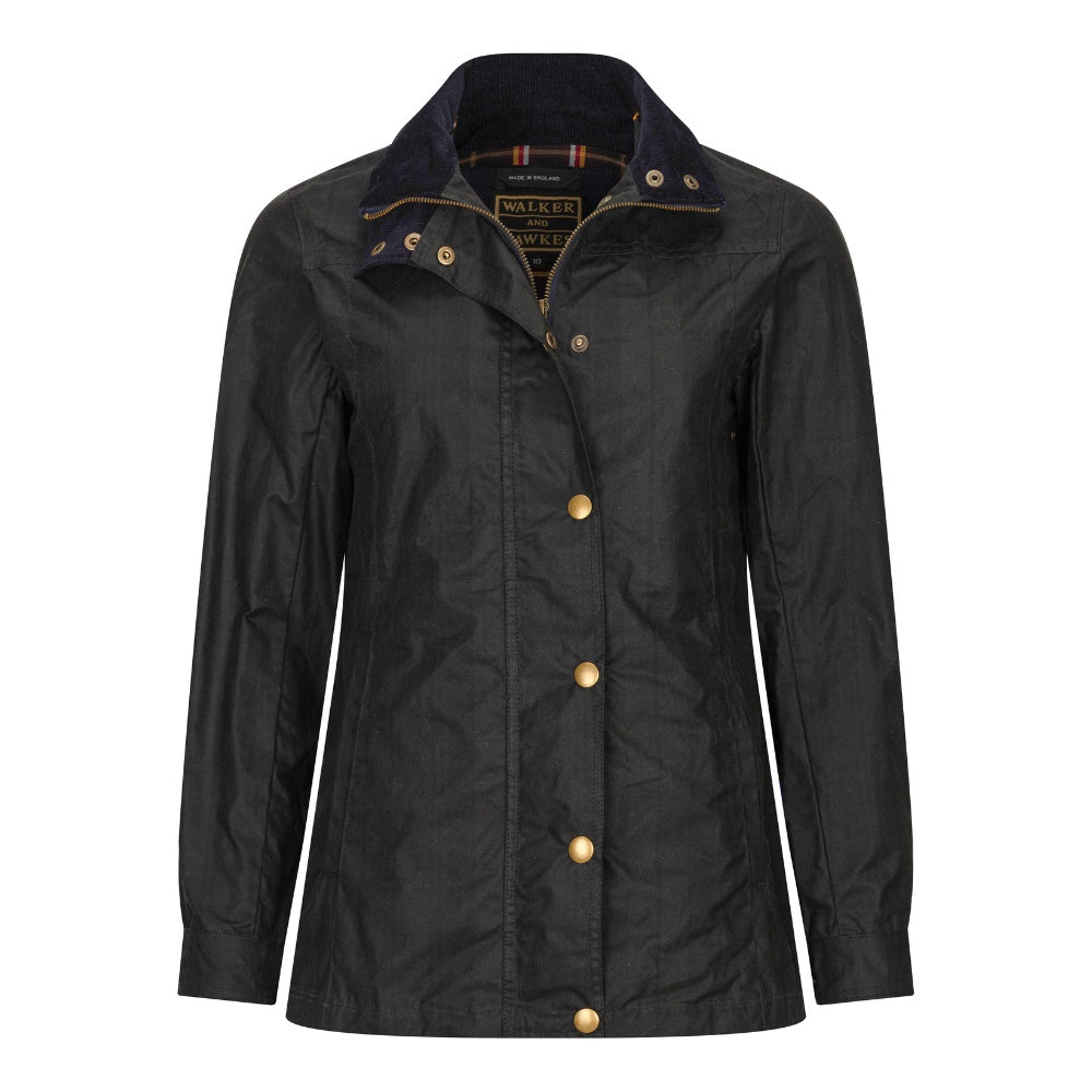 Walker & Hawkes Ladies Delamere Black Watch Tartan Wax Jacket