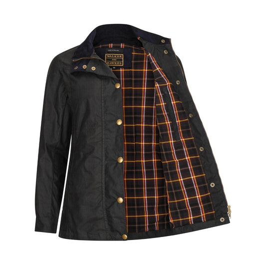 Walker & Hawkes Ladies Delamere Black Watch Tartan Wax Jacket