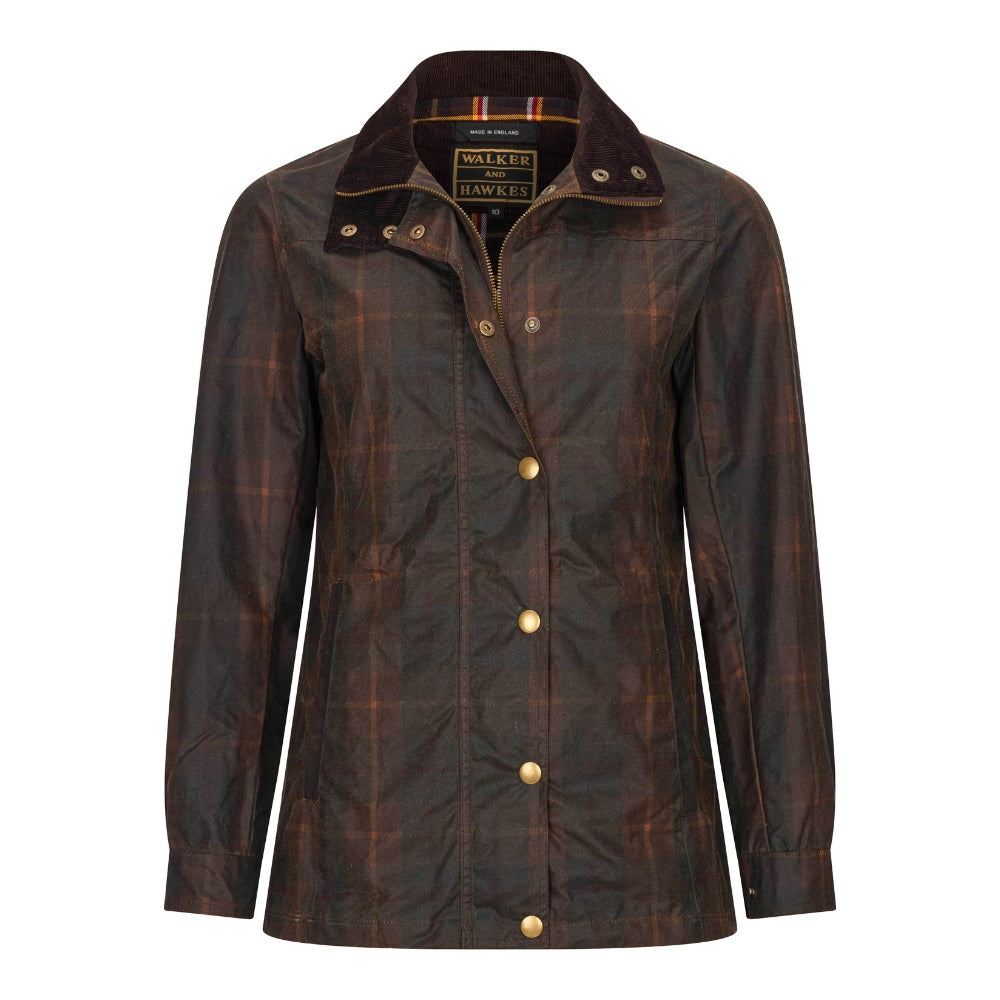Walker & Hawkes Ladies Delamere Hunter Tartan Wax Jacket