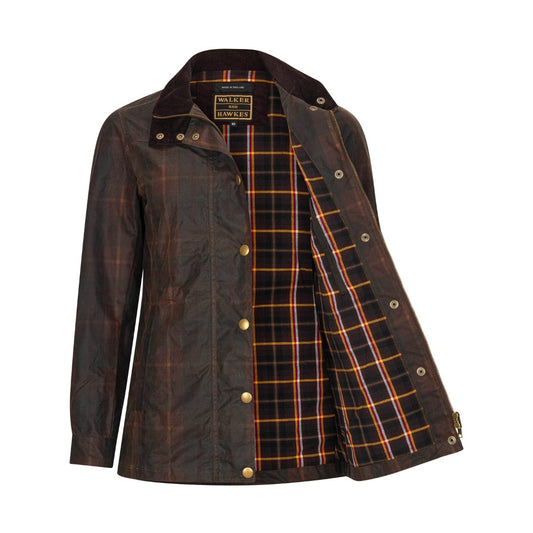 Walker & Hawkes Ladies Delamere Hunter Tartan Wax Jacket