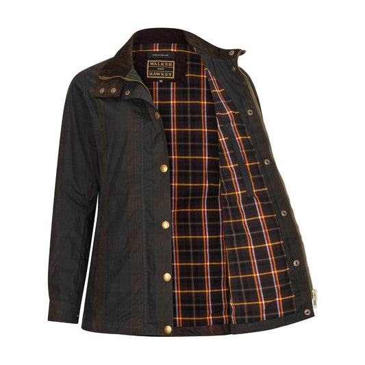 Walker & Hawkes Ladies Delamere Iona Tartan Wax Jacket