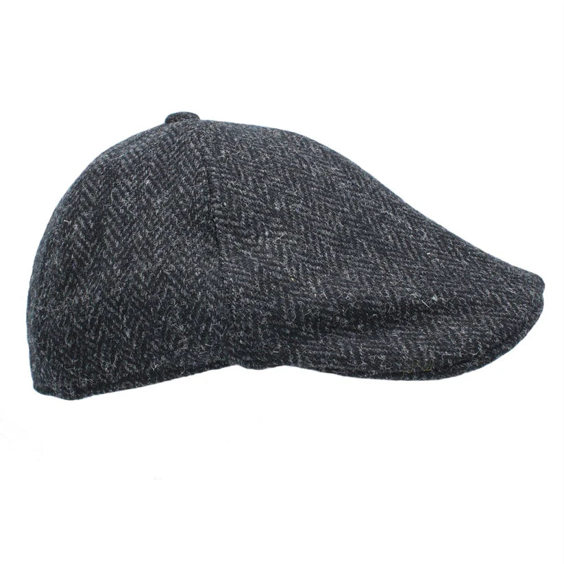 Harris Tweed Charcoal Herringbone Duckbill 6-Piece Cap