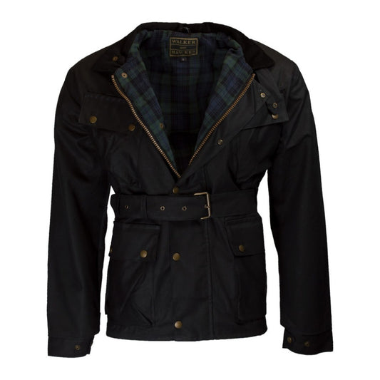 Walker & Hawkes Men's Luxury Black Wax Explorer Biker Jacket