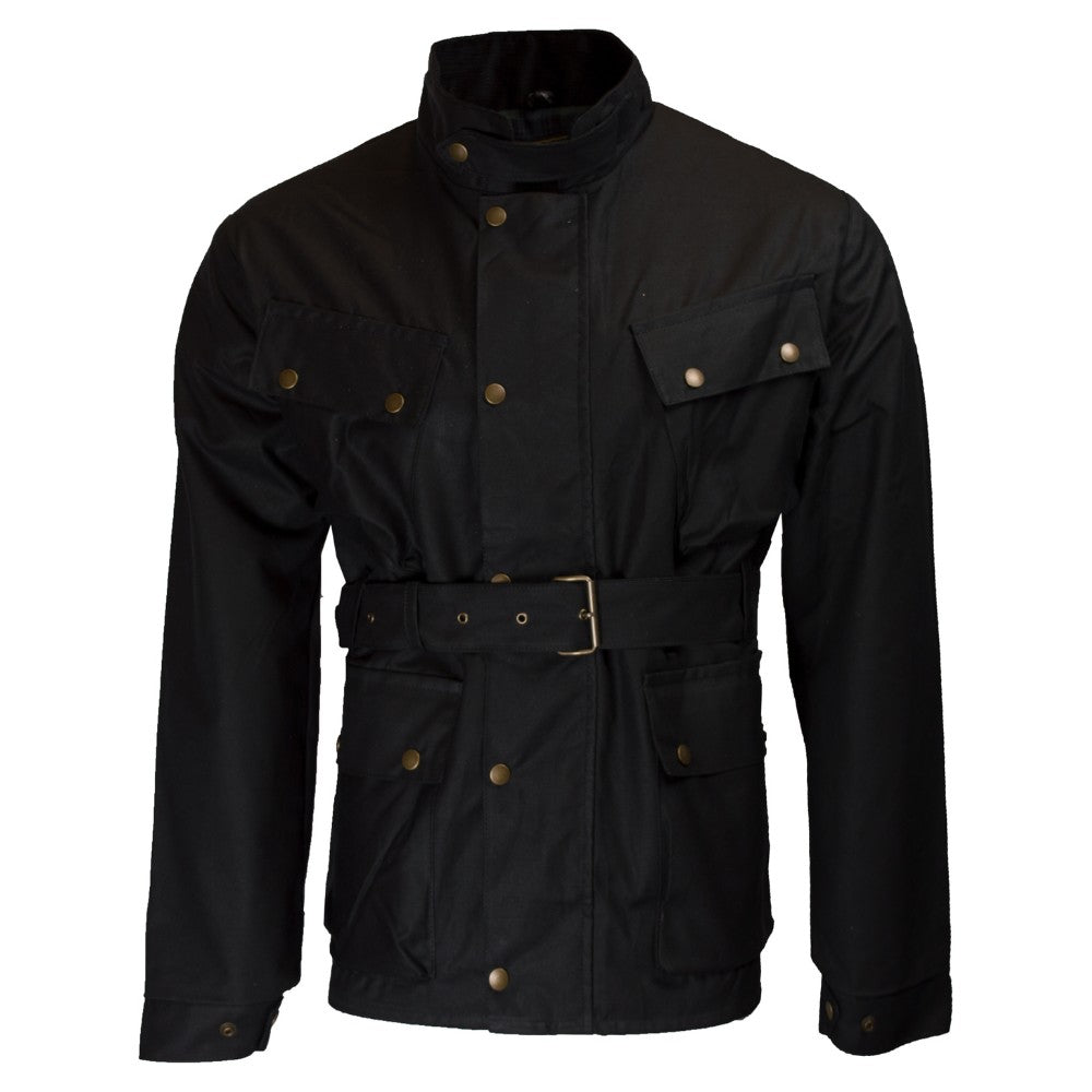 Walker & Hawkes Men's Luxury Black Wax Biker Jacket