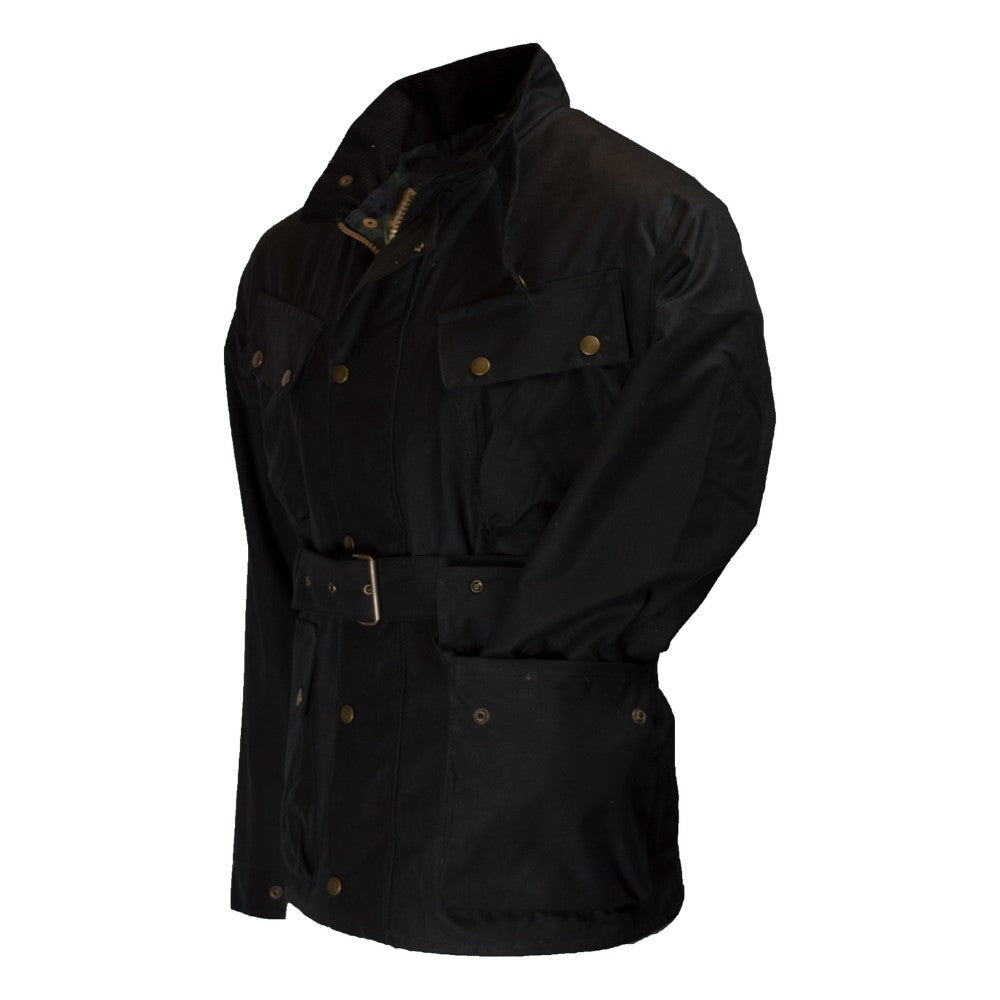 Walker & Hawkes Men's Luxury Black Wax Biker Jacket
