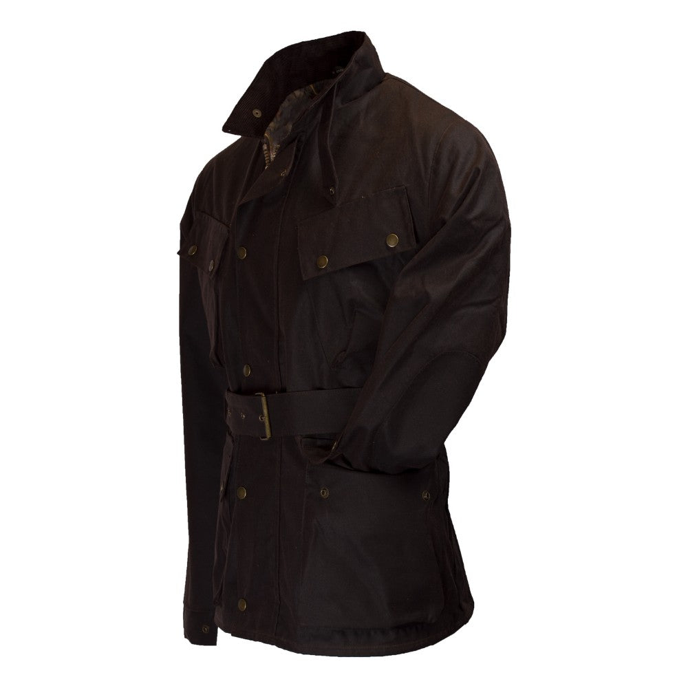Walker & Hawkes Men's Luxury Brown Wax Explorer Biker Jacket