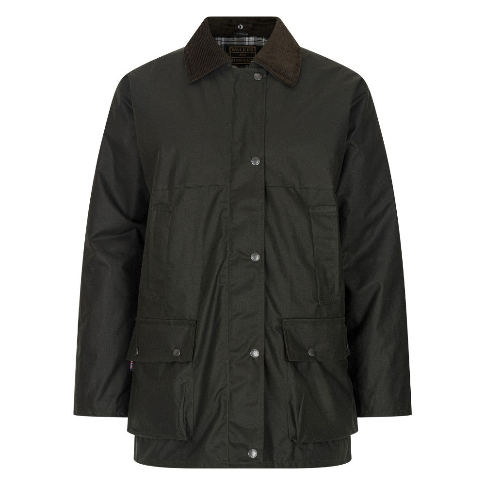 Walker & Hawkes Ladies Olive Padded Wax Jacket