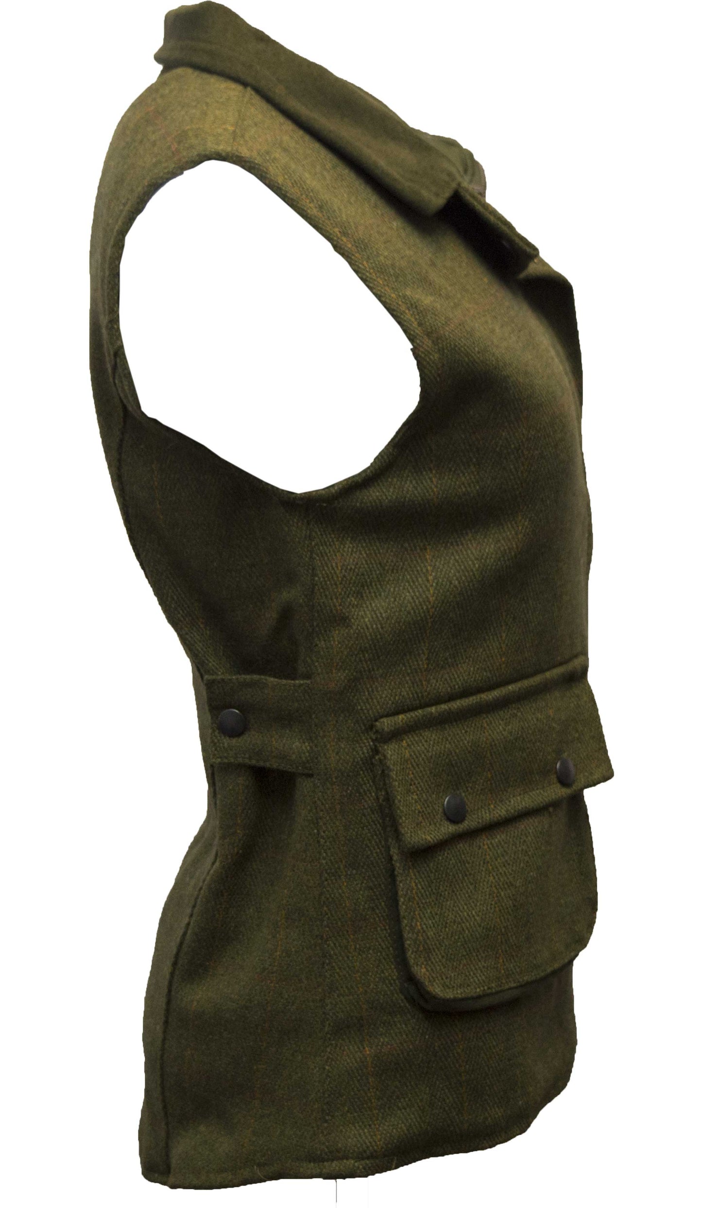 Walker & Hawkes Dark Sage Ladies Derby Tweed Shooting Gilet
