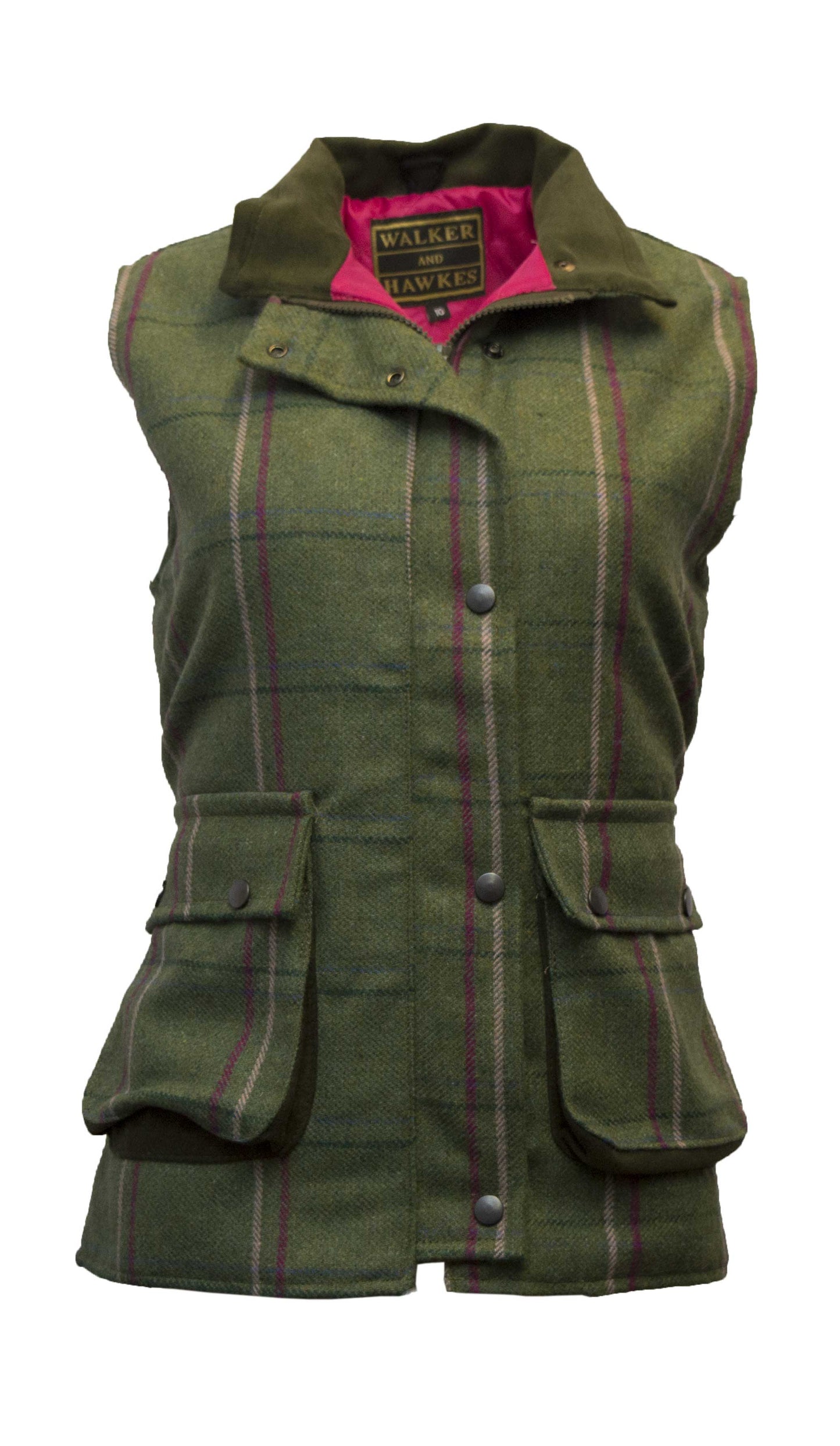 Walker & Hawkes Ladies Bayston Gilet with Pink Overcheck