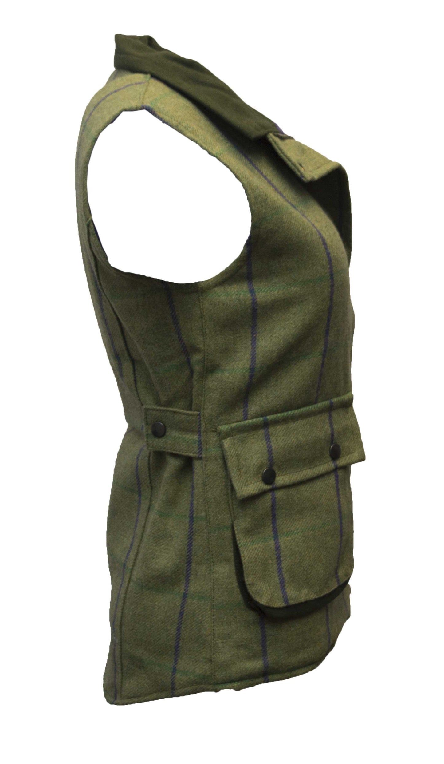Walker & Hawkes Ladies Derby Tweed Shooting Gilet with Purple overcheck