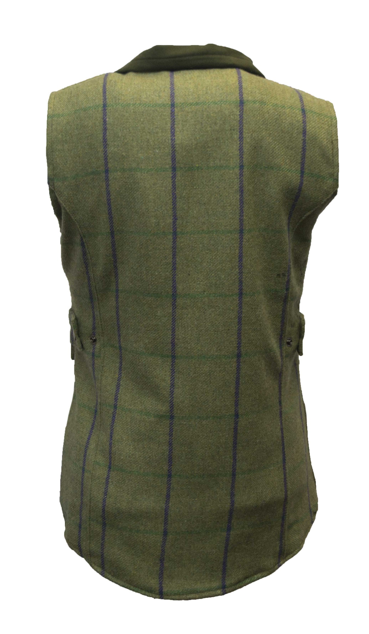 Walker & Hawkes Ladies Derby Tweed Shooting Gilet with Purple overcheck