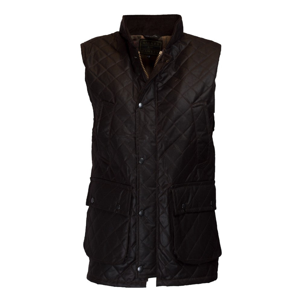 Walker & Hawkes Brown Diamond Quilted Lincoln Wax Gilet