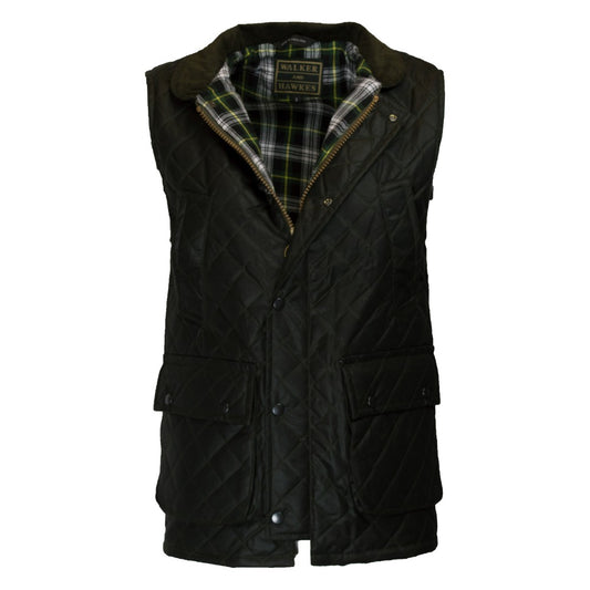 Walker & Hawkes Olive Diamond Quilted Lincoln Wax Gilet
