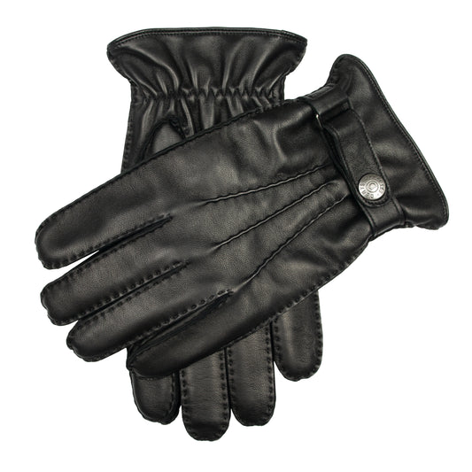 Dents Tetbury Men's Leather Black Cashmere Gloves