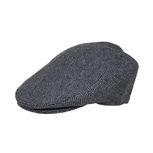 Dents Thirlmere Charcoal Herringbone Tweed Flat Cap