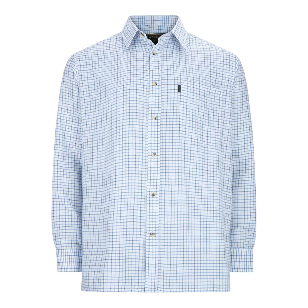 Walker & Hawkes Easy Care Murton Blue Tattersall Shirt