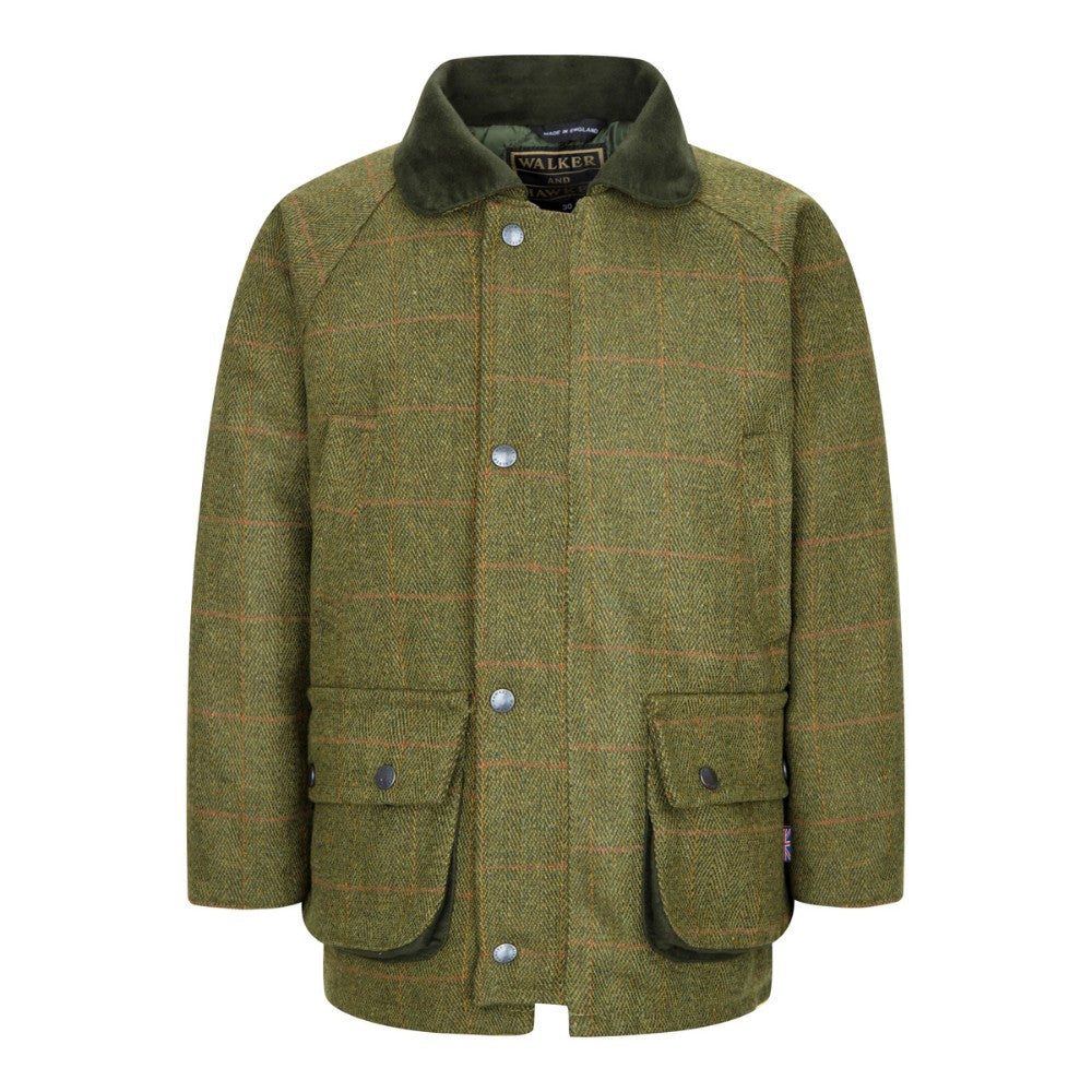 Walker & Hawkes Kid's Derby Tweed Noah Jacket in Dark Sage