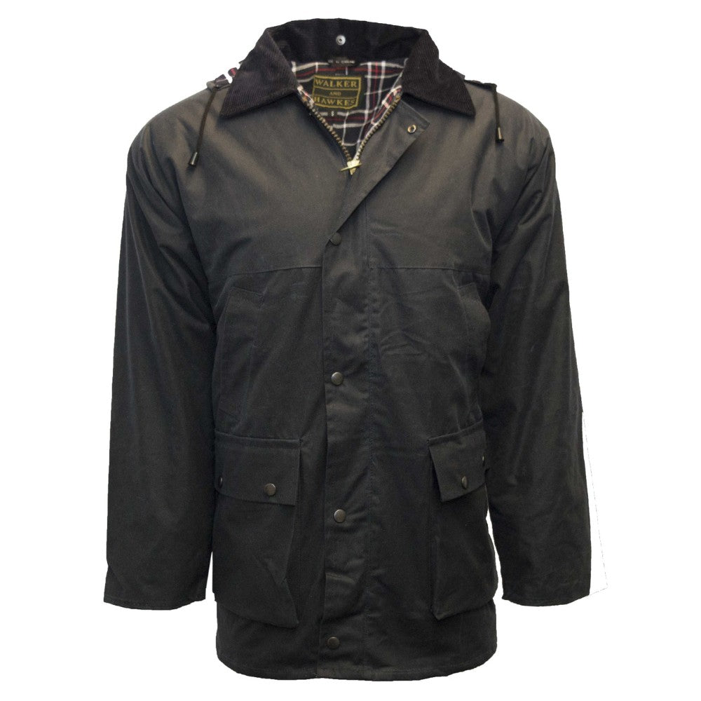 Walker & Hawkes Men's Navy Padded Blackstone Wax Jacket