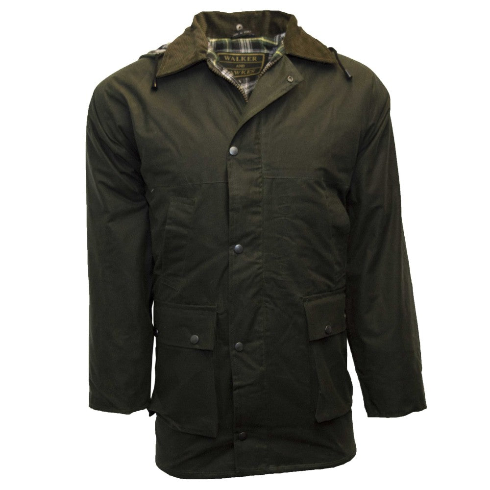 Walker & Hawkes Men's Olive Padded Wax Jacket