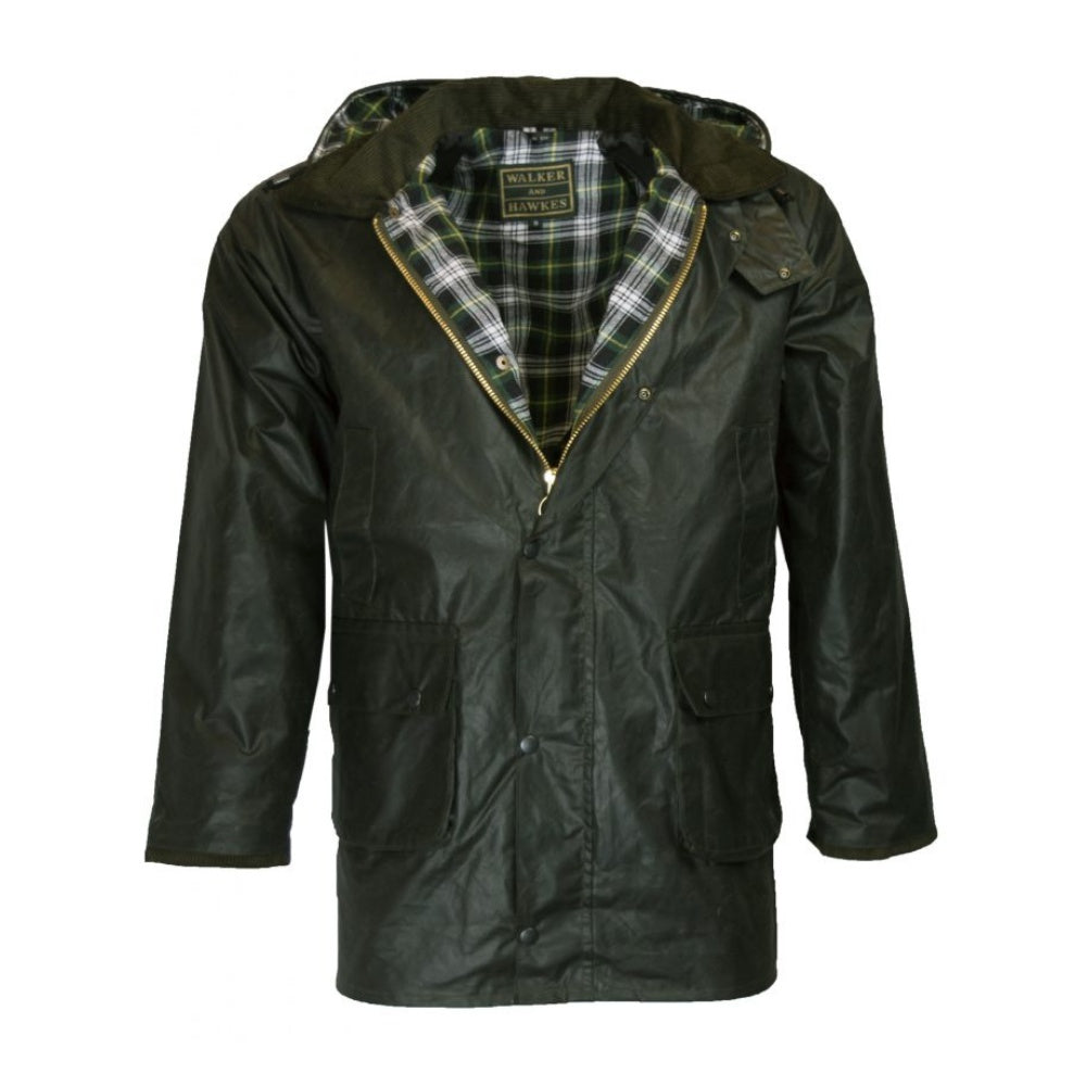 Walker & Hawkes Men's Olive Wax Poacher Jacket