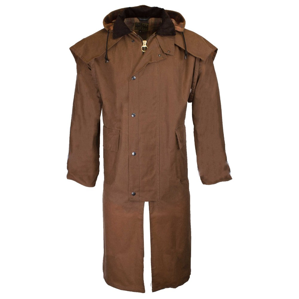 Walker & Hawkes Men's Beige Wax Stockman Cape Coat