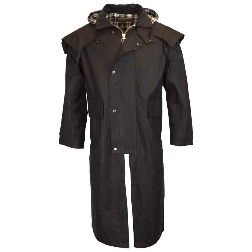 Walker & Hawkes Men's Black Wax Stockman Cape Coat
