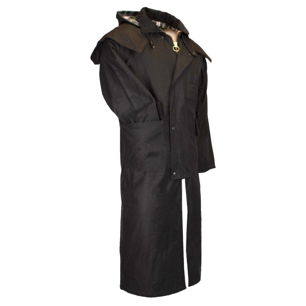 Walker & Hawkes Men's Black Wax Stockman Cape Coat
