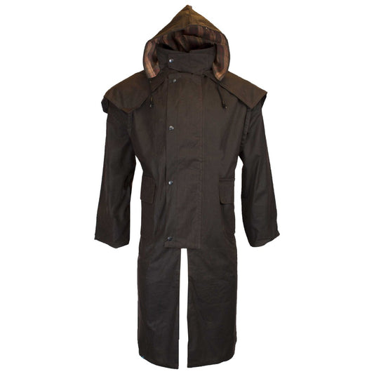 Walker & Hawkes Men's Brown Wax Stockman Cape Coat
