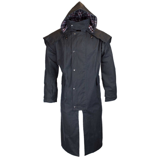 Walker & Hawkes Men's Navy Wax Stockman Cape Coat