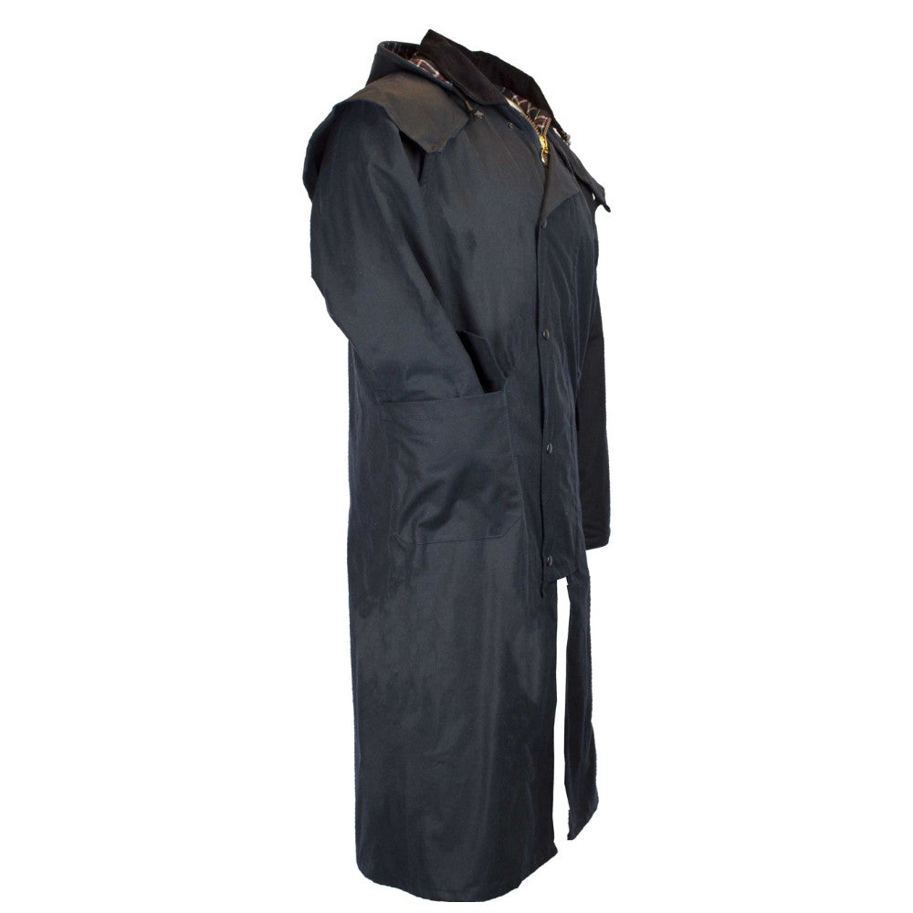 Walker & Hawkes Men's Navy Wax Stockman Cape Coat