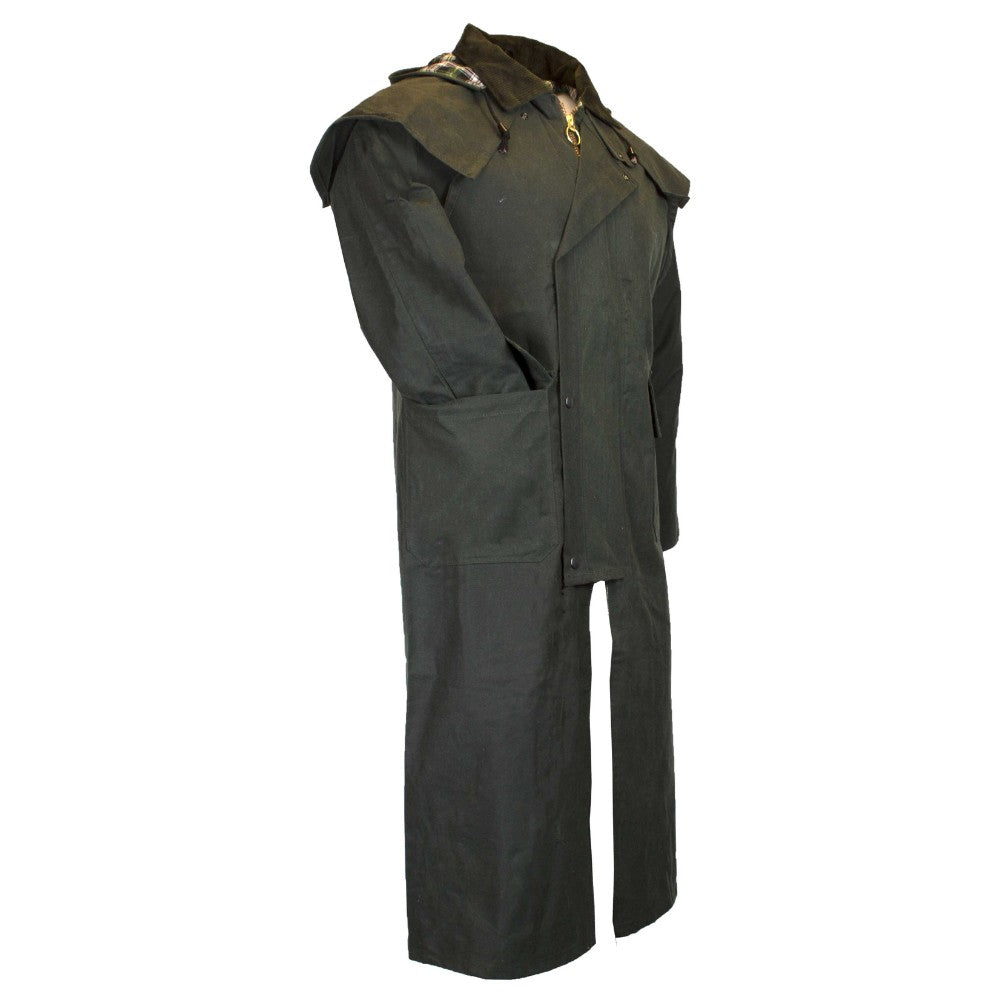 Walker & Hawkes Men's Olive Wax Stockman Cape Coat