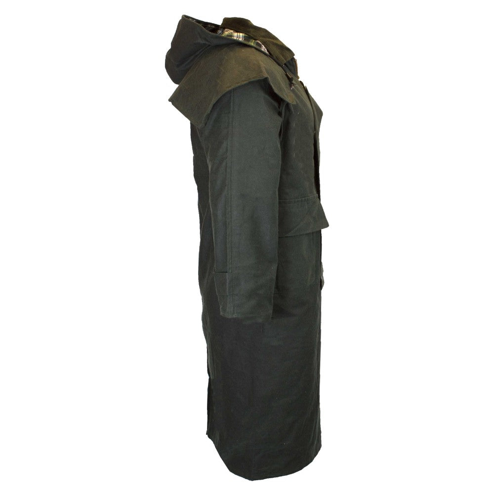 Walker & Hawkes Men's Olive Wax Stockman Cape Coat