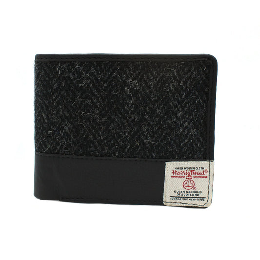 Harris Tweed Wallet in Black Herringbone