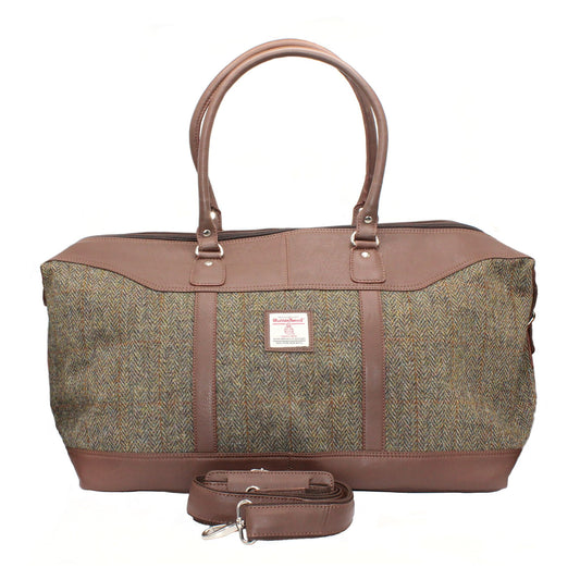 Harris Tweed Green & Brown Herringbone Travel Bag