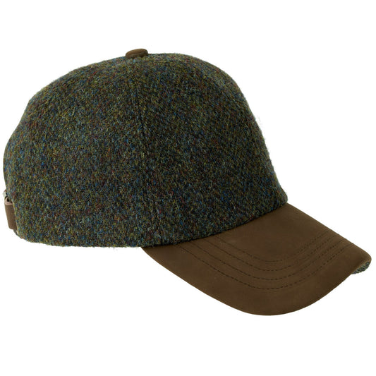 Harris Tweed Forest Leather Peak Baseball Cap