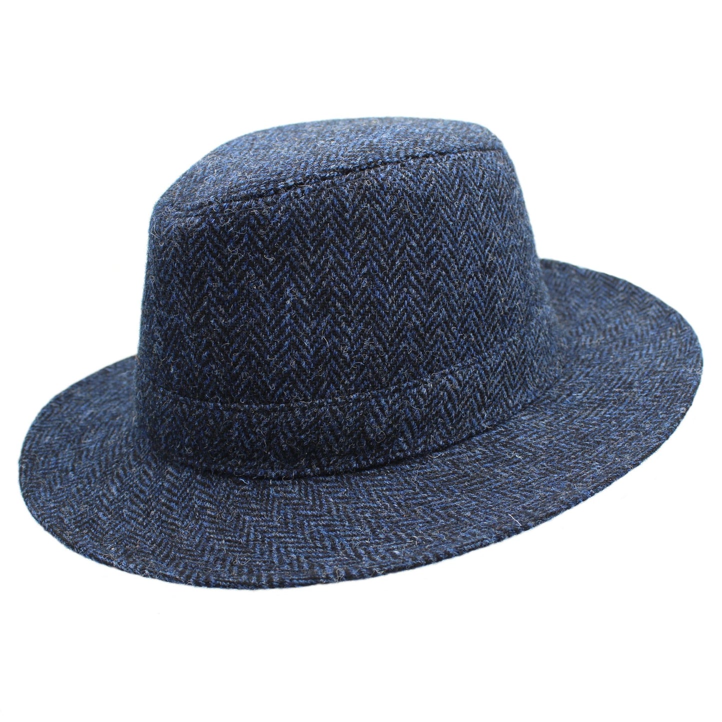 Harris Tweed Blue Herringbone Fedora
