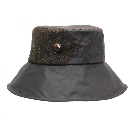 Brown Wax with Brown Barleycorn Harris Tweed Ladies Hat