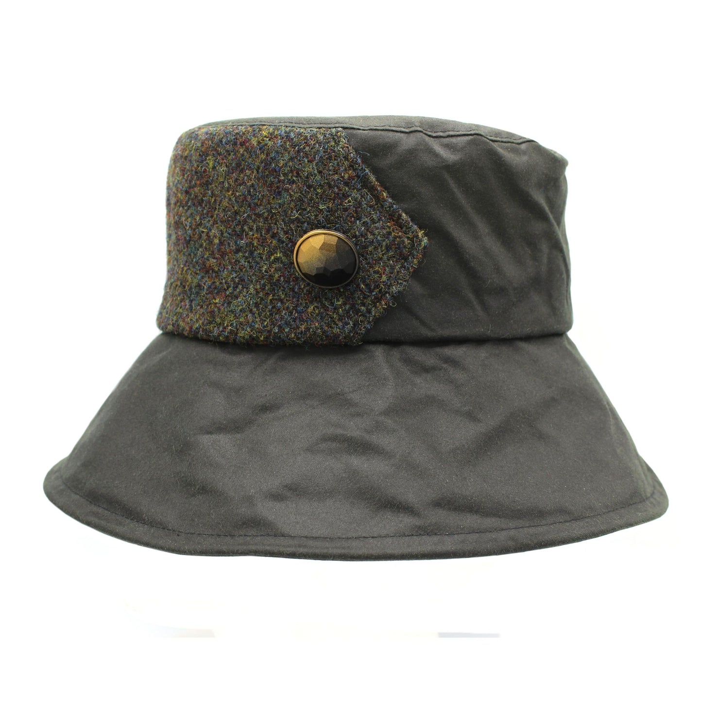 Olive Wax with Forest Harris Tweed Ladies Hat