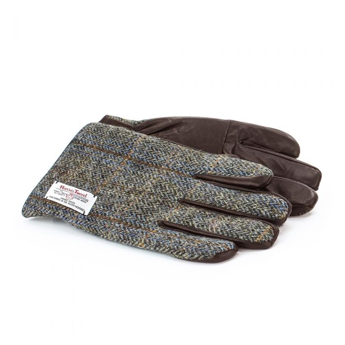 Harris Tweed Gloves in Brown Check Tweed