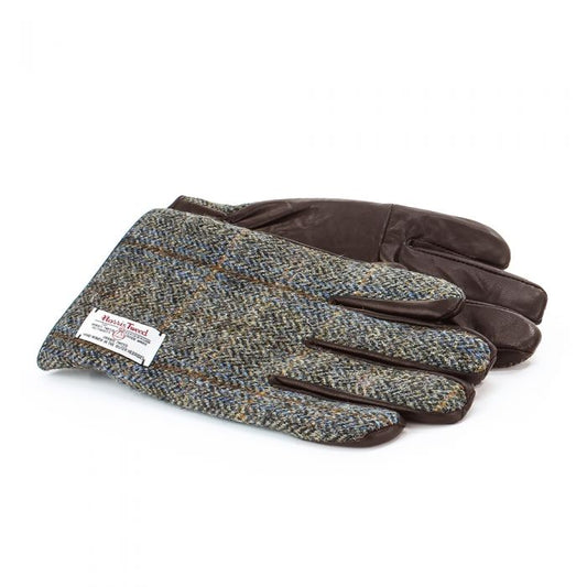 Harris Tweed Gloves in Brown Check Tweed