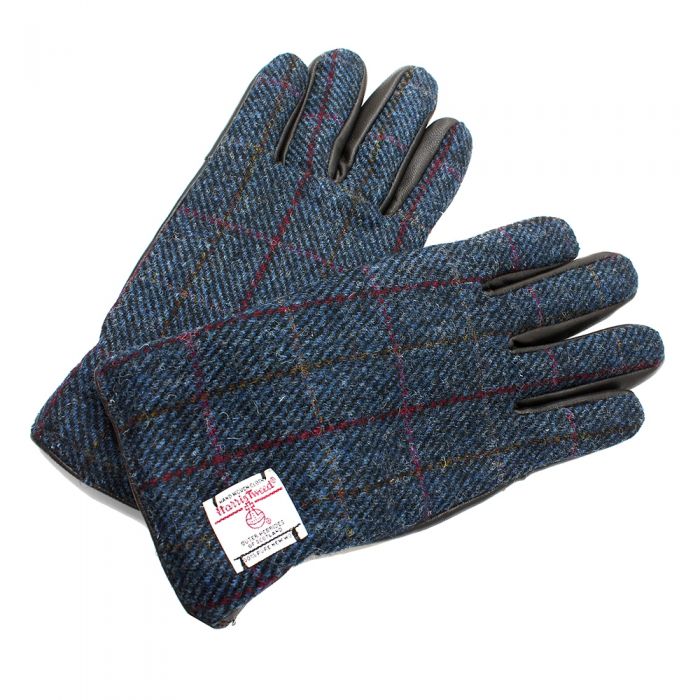 harris tweed handschuhe Harris Tweed Gloves in Blue Check Tweed – tweedoutdoor