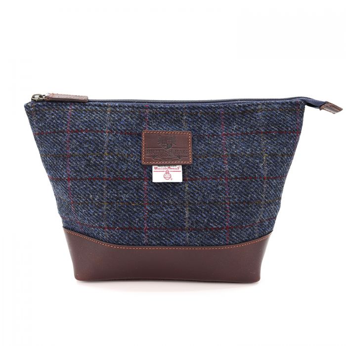 Harris Tweed Blue Check Washbag