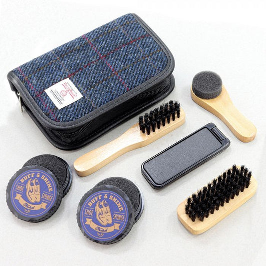 Harris Tweed Shoe Cleaning Kit in Blue Tweed
