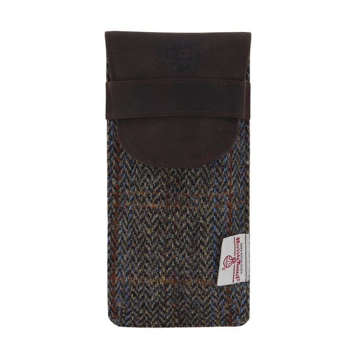 Harris Tweed Glasses Case in Brown Check Tweed