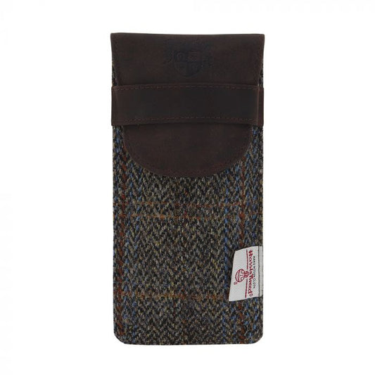 Harris Tweed Glasses Case in Brown Check Tweed